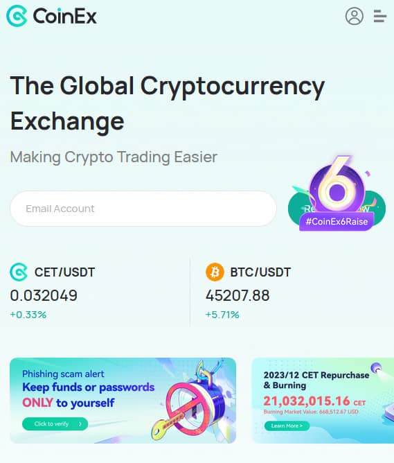 CoinEx No KYC Crypto Exchange